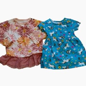 Burt's Bees Baby Ruffled Tiered Pink and Orange Dress Casual